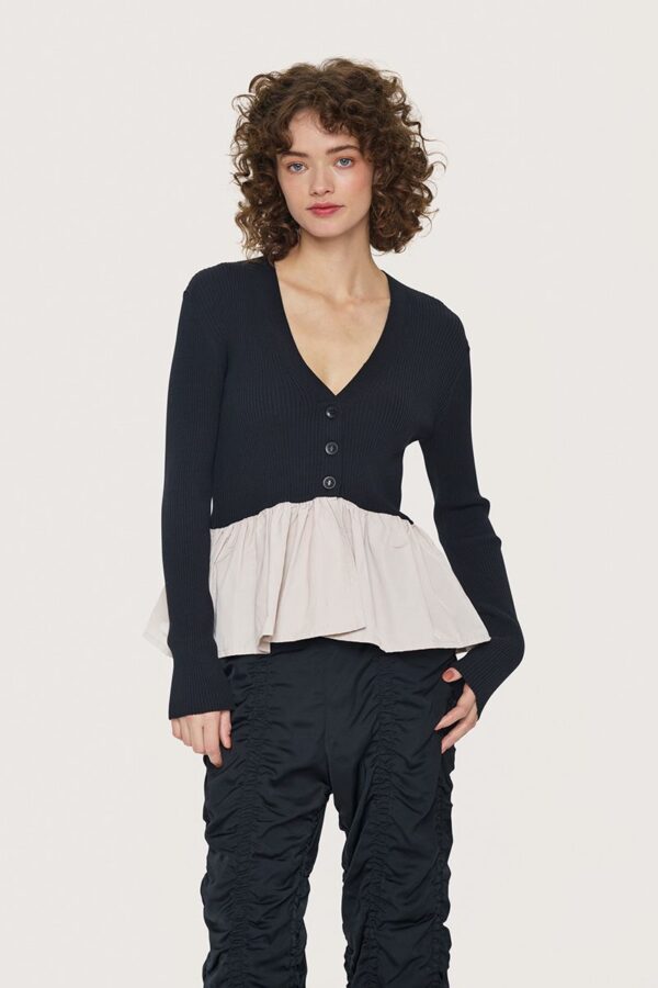 Blouse met volant Saku Black Ivory Flounce