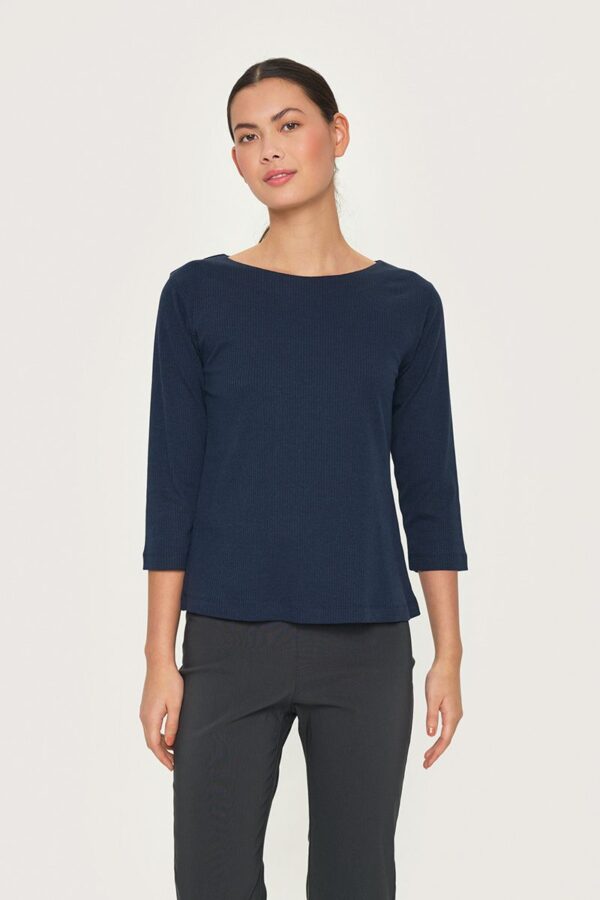 Blouse w. boat neck Naibu Rib Dark Midnight