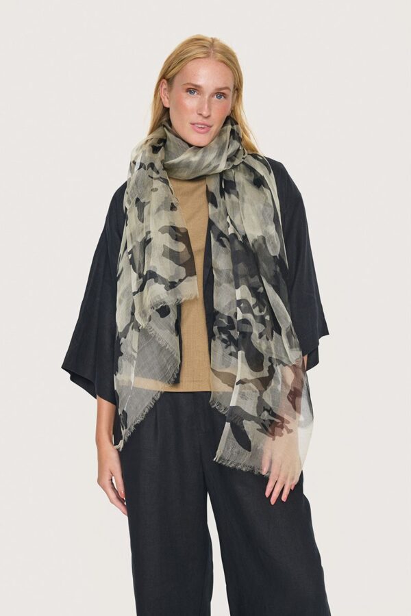 Scarf Shadow Print Ivory Double Layer