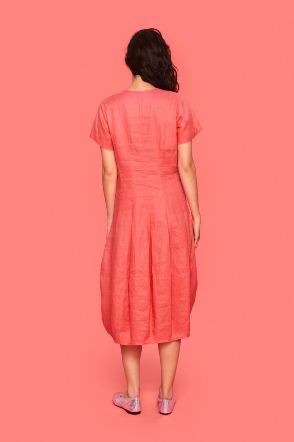 Jurk met V-hals Airy Linen Cool  coral - Afbeelding 2