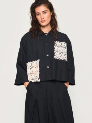 Shirt Paper Poplin Black/Ivory