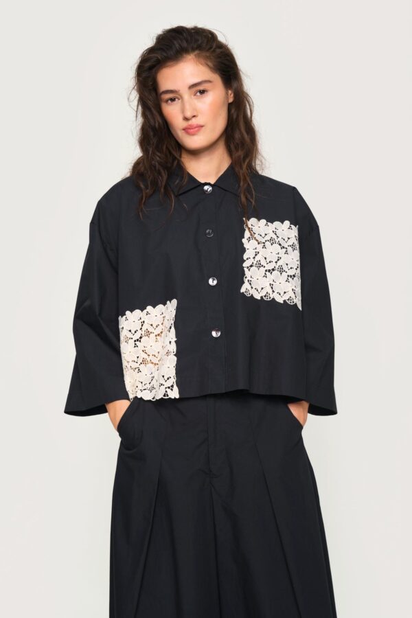 Shirt Paper Poplin Black/Ivory