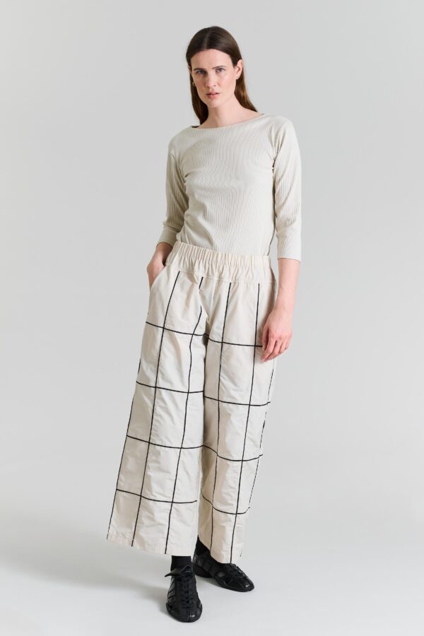 Broek met plooien Ivory/Black Biesse