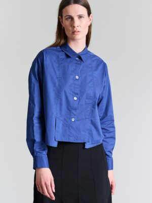 Shirt Met Plooien Core Cotton Twilight Bleu