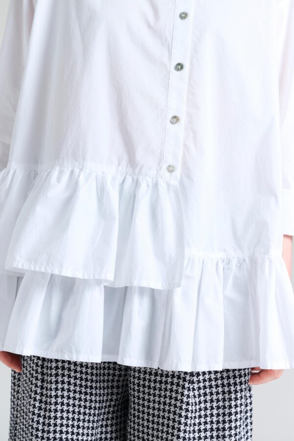 Shirt Met Ruches Core Cotton White - Afbeelding 4