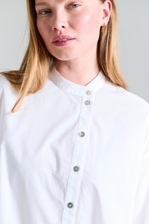Shirt Met Ruches Core Cotton White - Afbeelding 3
