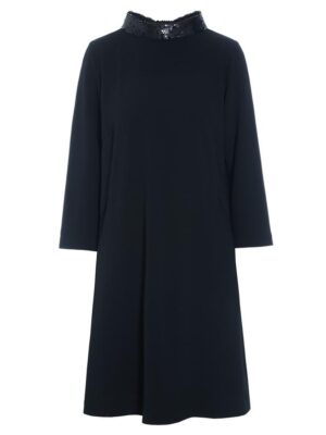 14905 Jurk met Kraag Nima Crepe Black