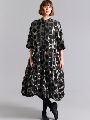 14898 Jurk Lang Flowerbomb Stone/Black