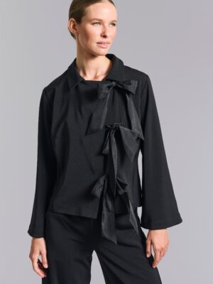 14908 Jacket with bows Sakura Stretch Black