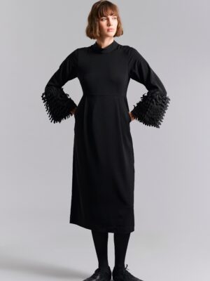 14911 Dress with Ruffles Sakura Stretch Black