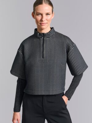 14966 Anorak Blouse Scuba Tiles Black/Ivory