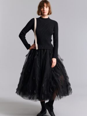 14939 Blouse with slit Sakun Black/Ivory Twist