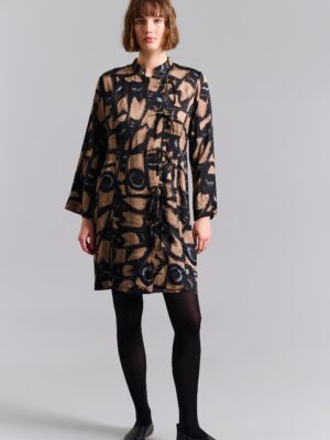 14931 FSC Dress with collar Kuhaki Butterfly Mosaic