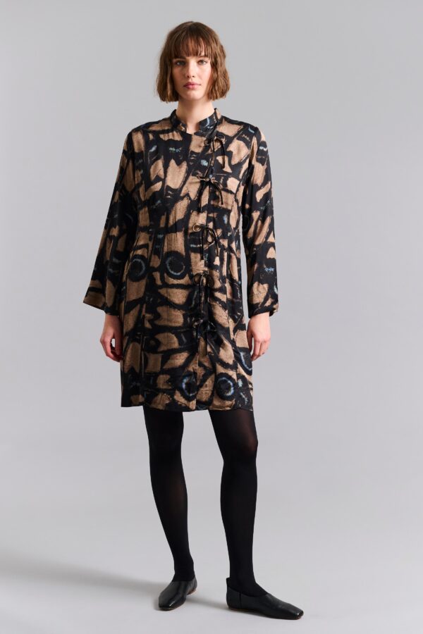 14931 FSC Dress with collar Kuhaki Butterfly Mosaic