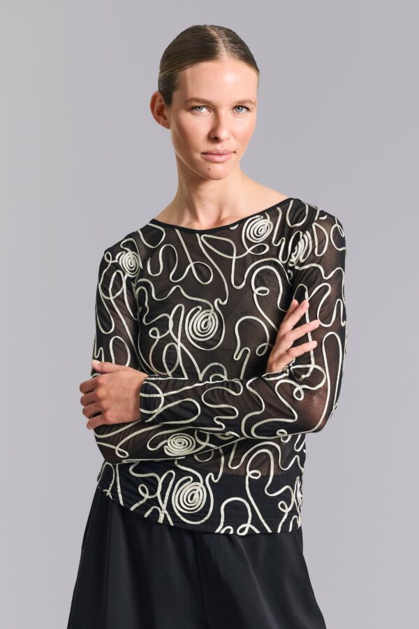 14936 Mesh T-Shirt Twirl Mesh Black/Ivory