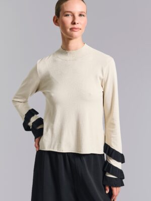 14940 Ruffles Blouse Saku Ivory/Black Twist