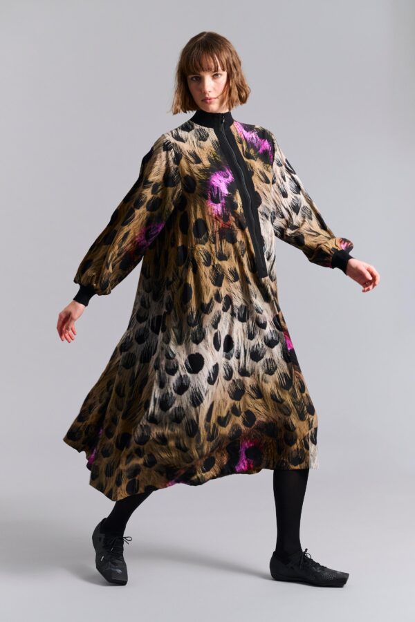 14958 FSC Dress with rib detail Haru eye of the tiger - Afbeelding 2
