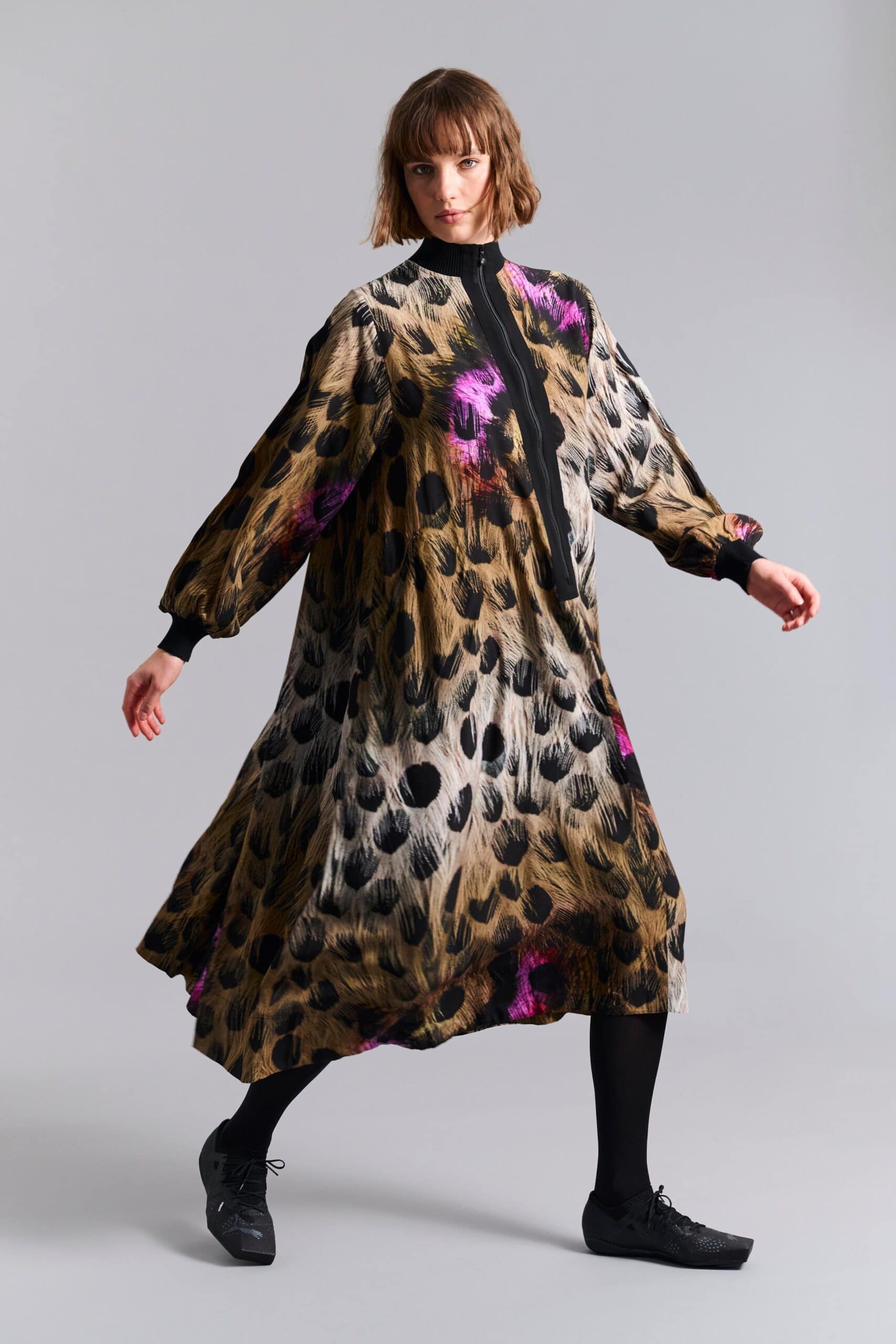 14958 FSC Dress with rib detail Haru eye of the tiger - Afbeelding 2