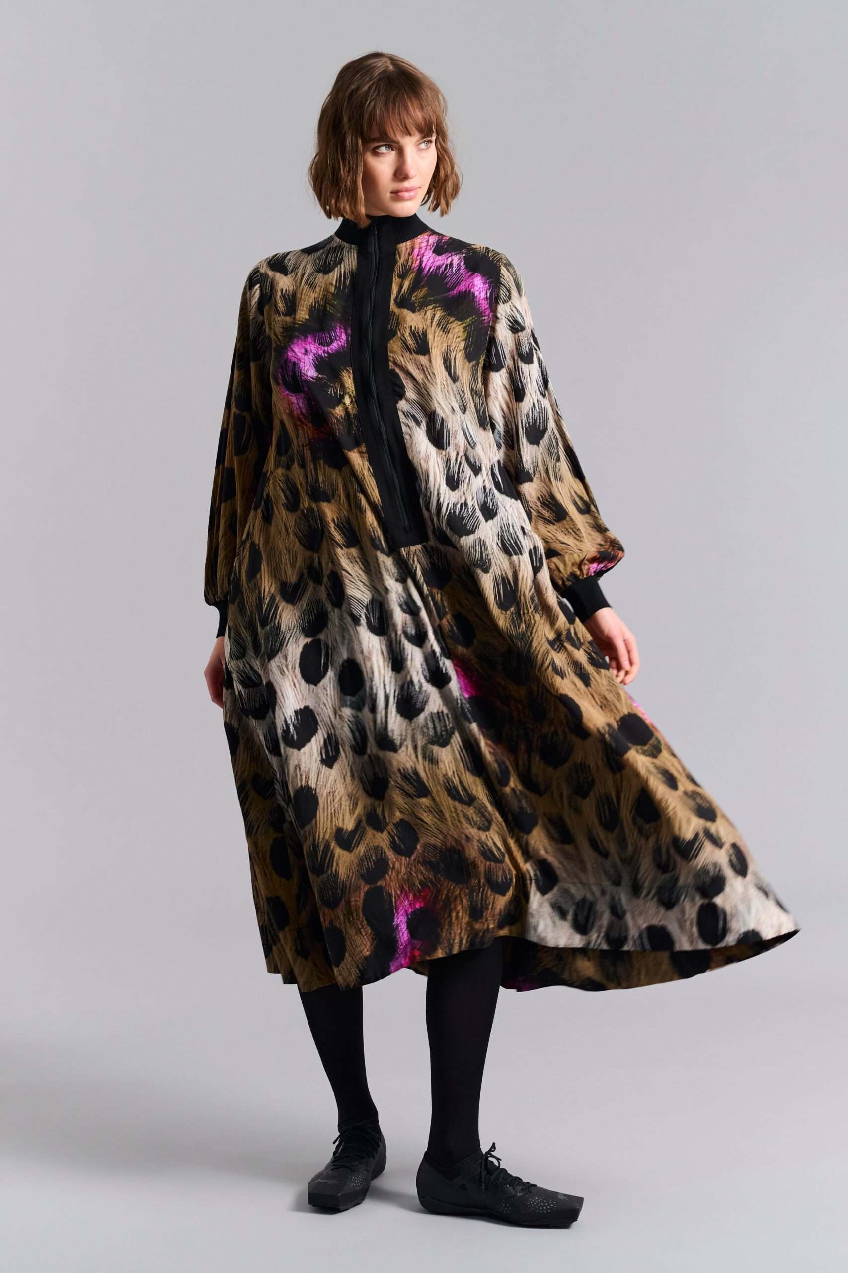 14958 FSC Dress with rib detail Haru eye of the tiger