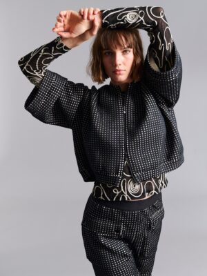 14968 Bomber Jacket Scuba Tiles Black/Ivory