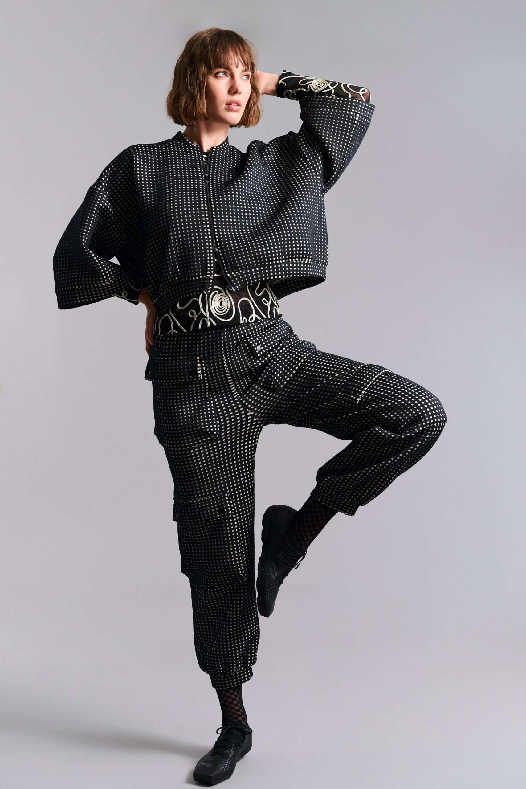 14968 Bomber Jacket Scuba Tiles Black/Ivory - Afbeelding 2