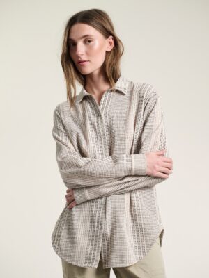 Shiko Fitted Shirt Ivory/Black Stitch 15038-1147