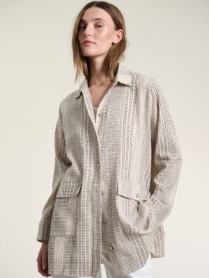 Shiko Long Shirt Ivory/Black Stitch 15039-1147