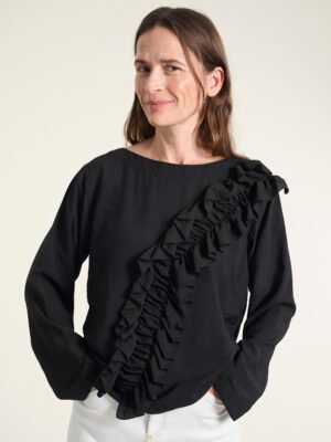 Sun Beach Flounce Blouse Black 15133-0039