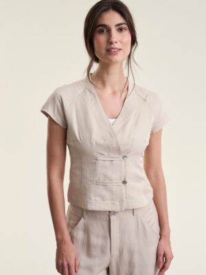 Sukosu Short Sleeved Blouse Ivory 15206-1037