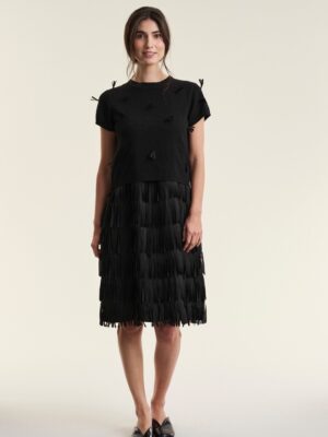 Sukosu Fringe Dress Black 15209-0039