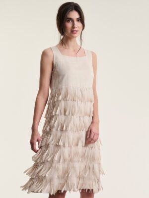 Sukosu Fringe Dress Ivory 15209-1037