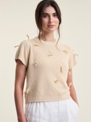 Kamitto Short Sleeved Fringe Blouse Bast 15247-2206